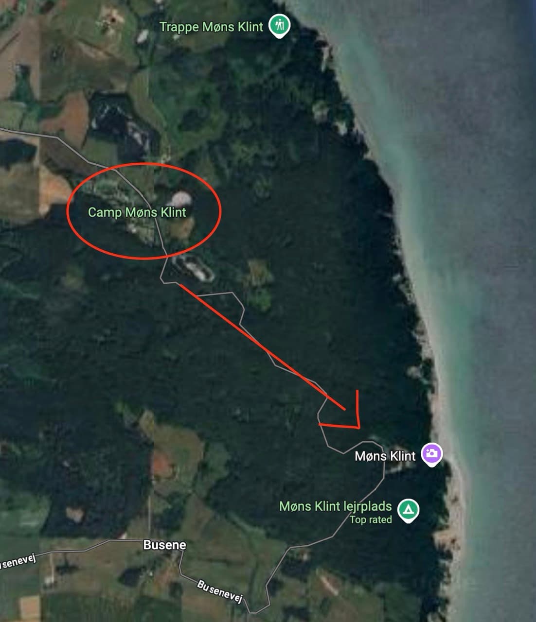 Camp Mons Klint - perfekter Wohnmobil-Stellplatz im Wald nahe den Kreidefelsen