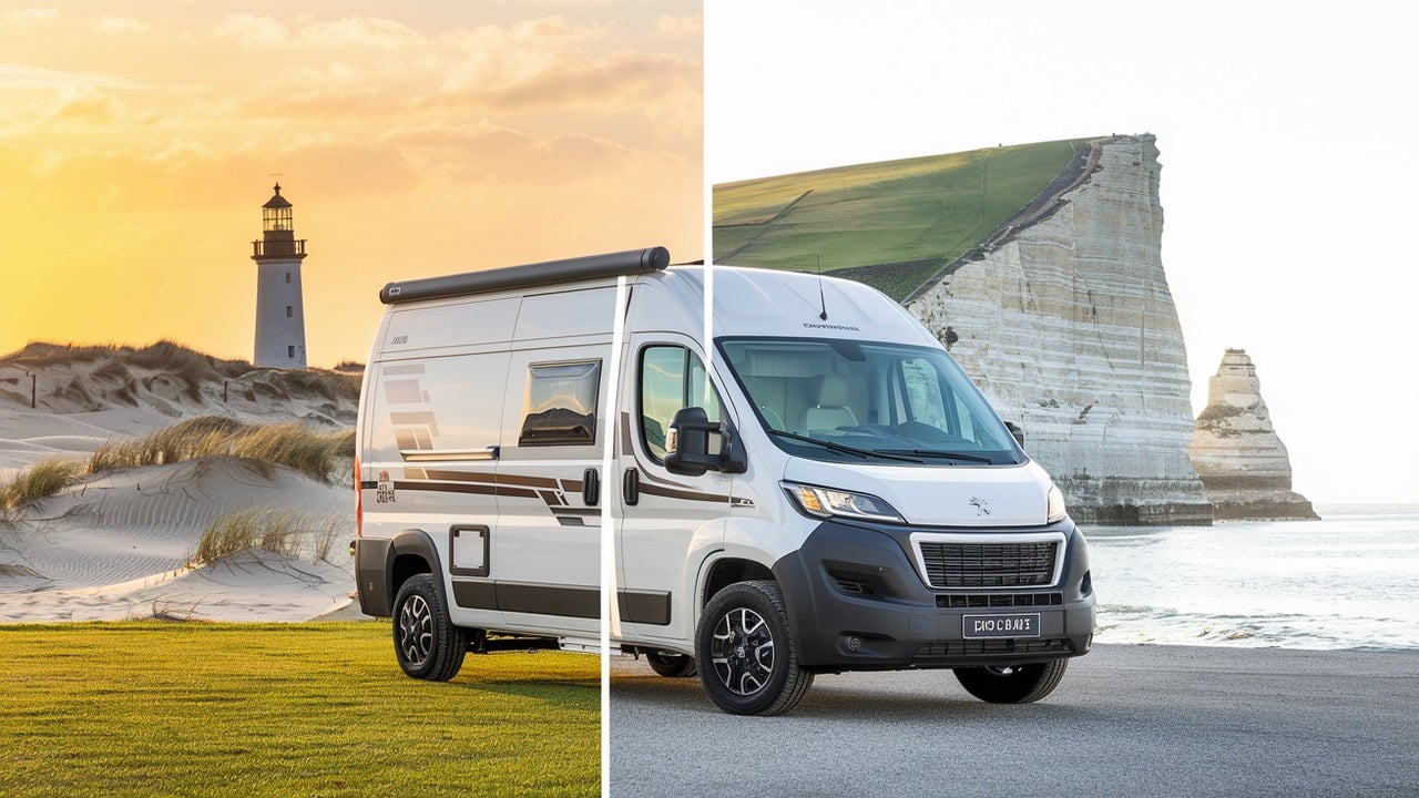 Dänemark Reiseroute - Küstenlandschaft mit Wohnmobil und Strand