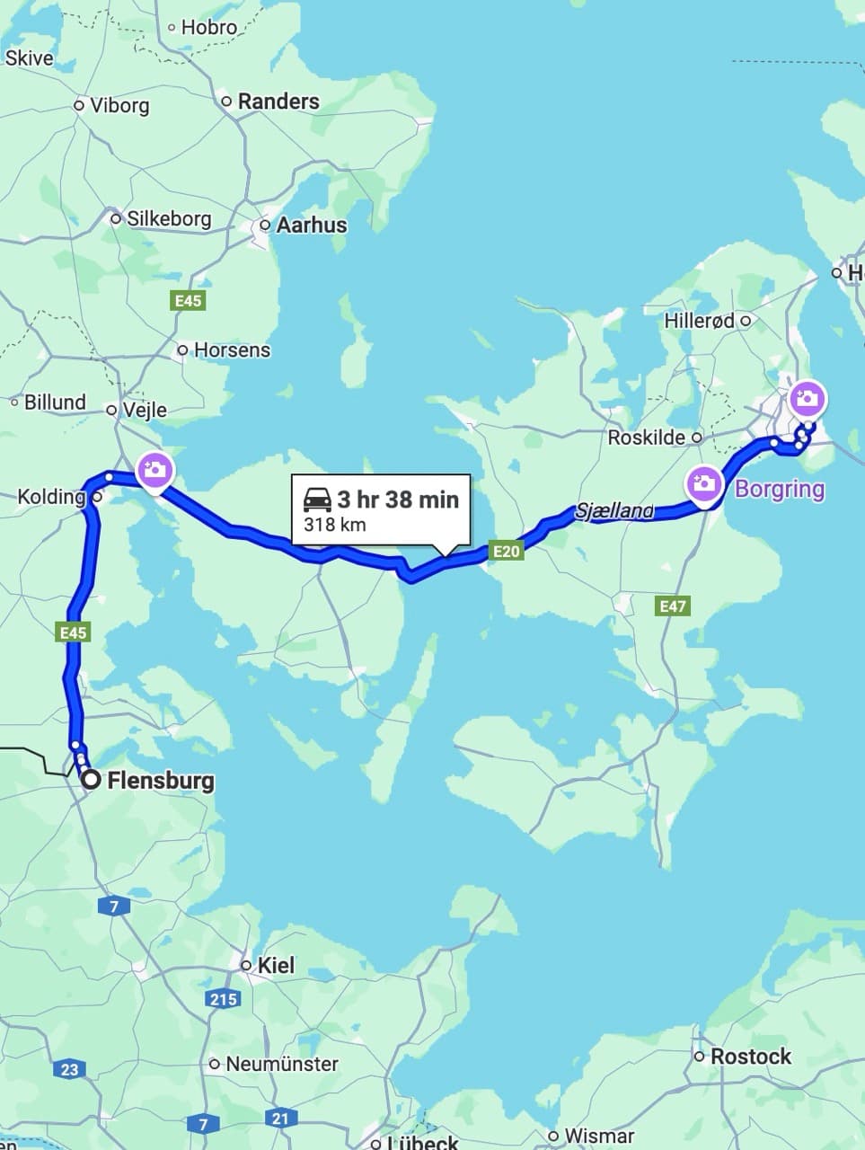 Anreise nach Kopenhagen mit dem Wohnmobil - Campervan auf der Autobahn Richtung dänische Hauptstadt