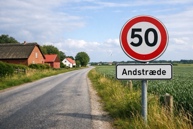 Landstraße in Dänemark — Geschwindigkeitsbegrenzungen beachten