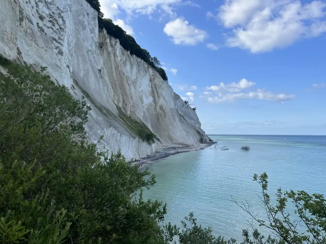 Mons Klint Kreidefelsen - 128m hohe weiße Steilküste mit türkisblauem Wasser