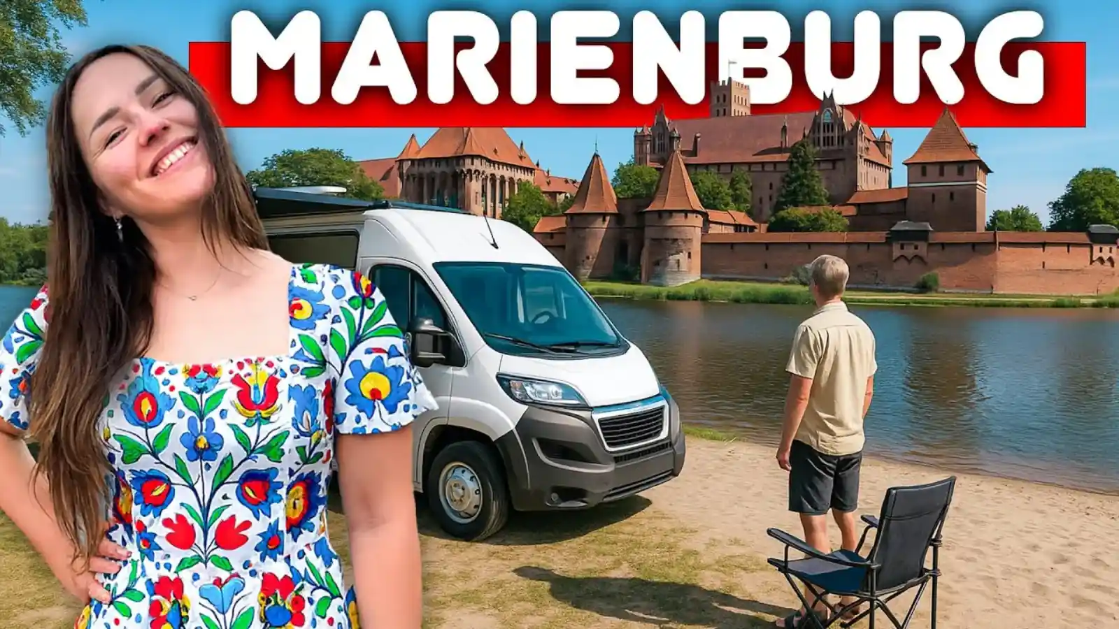 Marienburg Malbork mit Wohnmobil vor der größten Backsteinburg der Welt