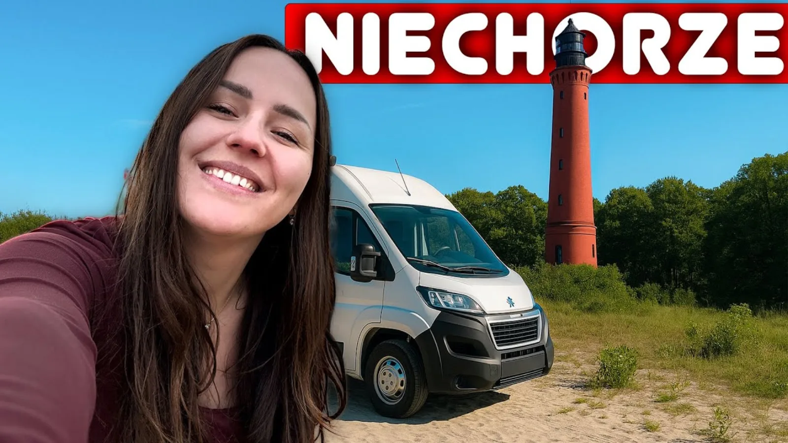 Niechorze an der polnischen Ostsee mit Wohnmobil, Leuchtturm und Strand
