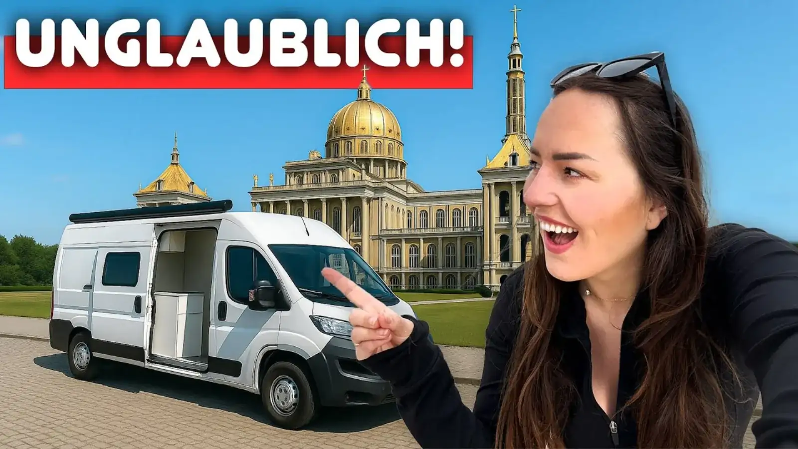 Licheń Basilika der Muttergottes mit dem Wohnmobil, Polens größte Kirche