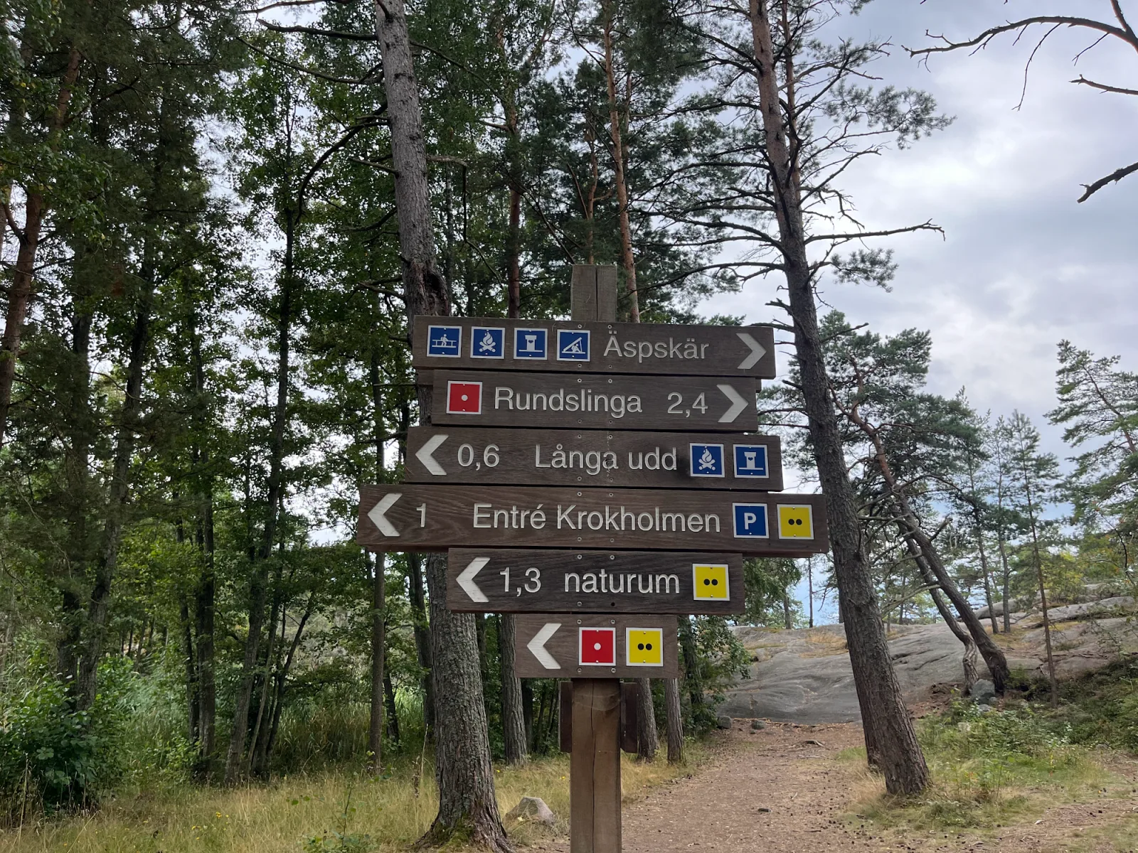 Wanderwegweiser im Naturreservat Stendörren – Distanzen in Schweden unterschätzen