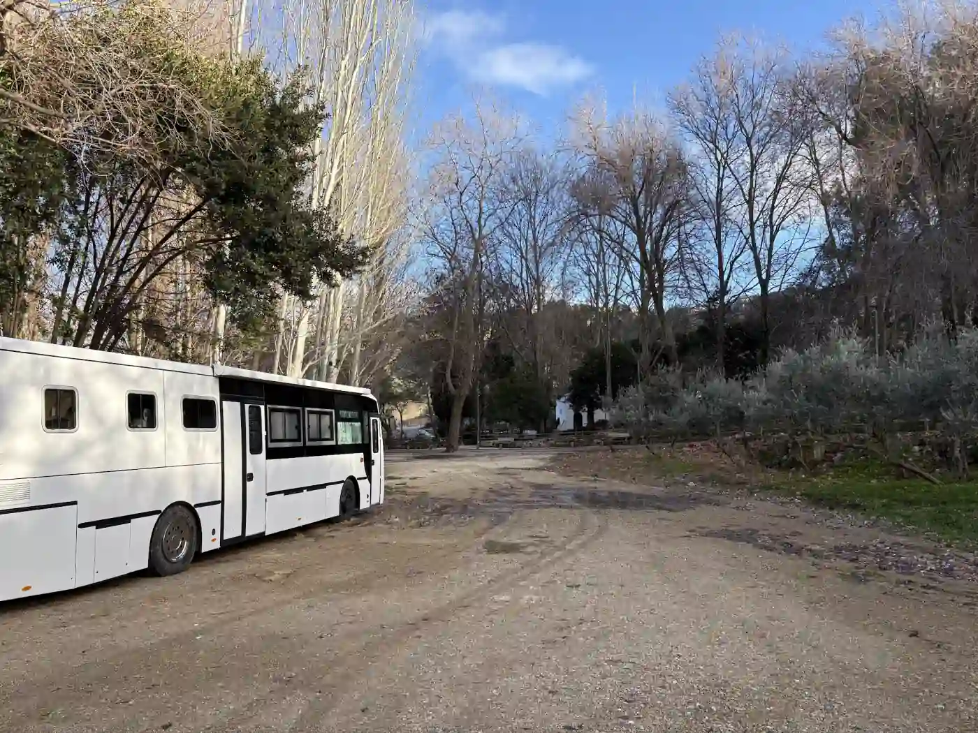 Ruhiger Platz im andalusischen Hinterland unter hohen Bäumen