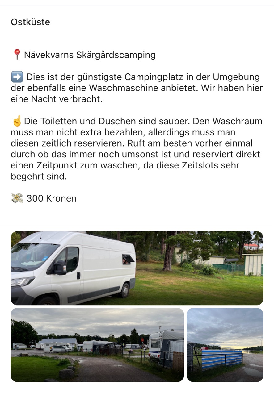 Schwedischer Campingplatz am See - erste bezahlte Nacht mit Wohnmobil